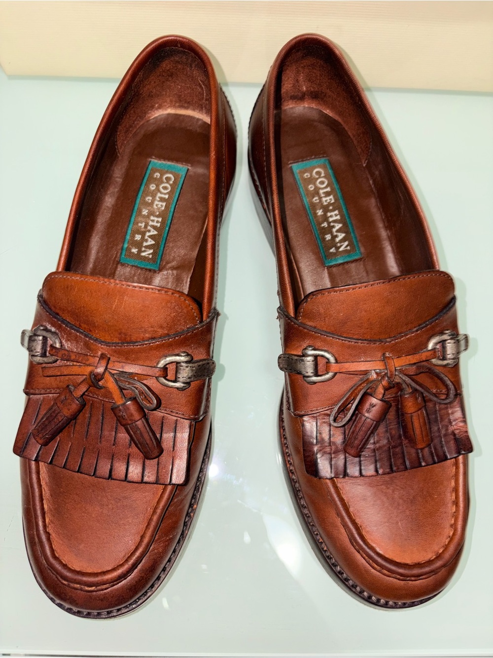 Cole Haan Brown Leather Tassel Kiltie Loafers - Picture 3 of 8